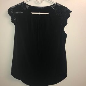 Black and lace short sleeve shirt